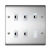 BG Nexus Metal Polished Chrome 5 Gang Flex Outlet Socket by British General (BG-NEXUS-PC-5G-FLEX-OUTLET-SOCKET)