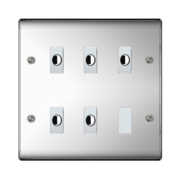 BG Nexus Metal Polished Chrome 5 Gang Flex Outlet Socket