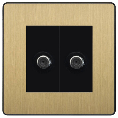BG Evolve Satin Brass Double Satellite Socket PCDSB642B by British General (BG-PCDSB642B)