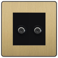 BG Evolve Satin Brass Double Satellite Socket PCDSB642B