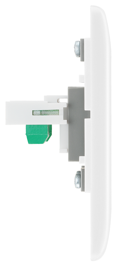 BG 8RJ11/2 Moulded Round Edge | White | RJ11 Double Data Outlet Socket (Screw) by British General (BG-8RJ11/2)