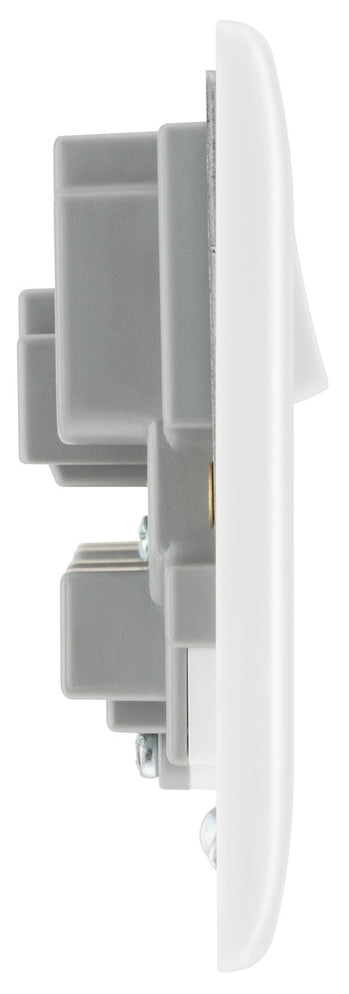 BG 822DPOB Moulded Round Edge | White | 13A DP Double Socket + Outboard Rockers by British General (BG-822DPOB)