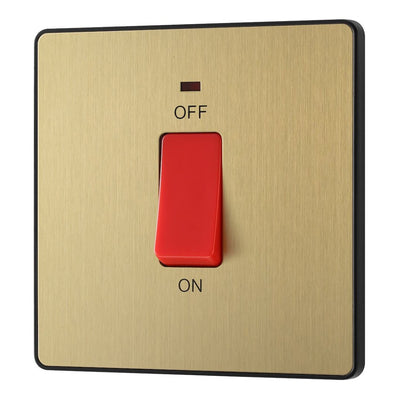 BG Evolve Satin Brass 45A DP Single Plate + Neon PCDSB74B with 35mm Steel Back Box
