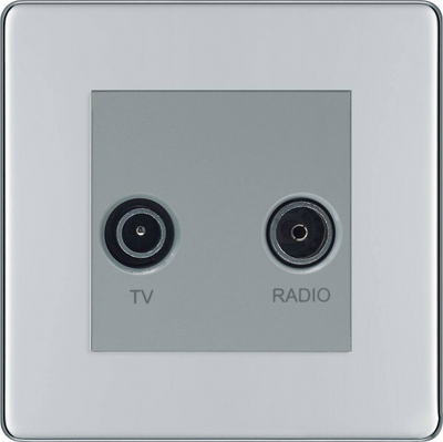 BG Screwless Polished Chrome TV & FM Socket FPC66G by BG Nexus (BG-FPC66G)