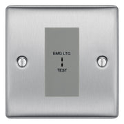 BG Nexus Metal Brushed Steel 20AX 2 Way Emergency Lighting Test Key Switch - Grey Insert