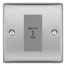 BG Nexus Metal Brushed Steel 20AX 2 Way Emergency Lighting Test Key Switch - Grey Insert by British General
