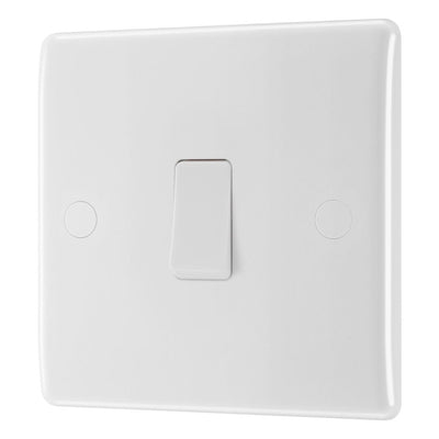 BG Nexus 1 Gang 20A 2 Pole Switch White & 50mm Pattress Back Box