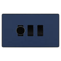 BG Evolve Matt Blue 3 Gang Switch 1x Trailing Edge LED Dimmer 2x Intermediate Custom Grid Switch