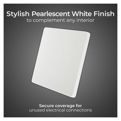 BG Evolve Pearlescent White Single Blank Plate PCDCL94W with 35mm Steel Back Box