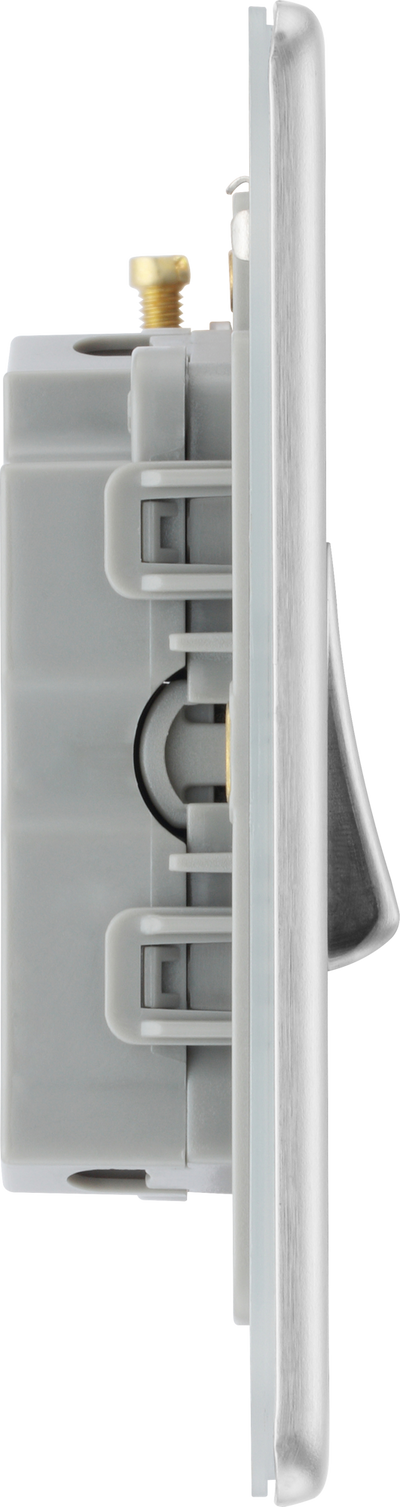 BG Electrical FBS15 Nexus Screwless Flat-Plate Fan Isolator Switch 3 Pole Brushed Steel 10A