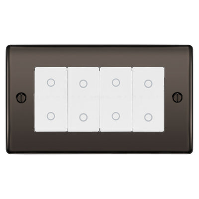 BG Nexus Black Nickel Quad Master Touch Dimmer Switch White Inserts NBNTDM4W by British General (BG-NBNTDM4W)
