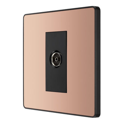 BG Evolve Polished Copper Single Co-Axial Socket PCDCP60B with 35mm Steel Back Box
