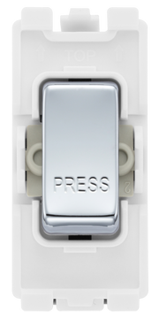 BG RPC14 Nexus Grid Polished Chrome 20AX 1 Way Retractive Printed Press Switch Module by British General (BG-RPC14-Shopify-SA_1)
