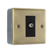 BG Nexus Antique Brass Single Satellite Socket with Surface Pattress Back Box by British General (BG-NAB64+MC501)