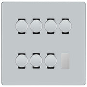 BG Polished Chrome Screwless Flat Plate 7 Gang Trailing Edge LED Dimmer Light Switch 2 Way Custom Switch by British General (SCREWLESS-PC-7G-CUSTOM-7xDIMMER-2Way)