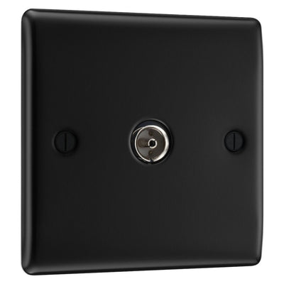 BG Nexus Matt Black Single Coaxial Socket NFB60 with 35mm Steel Back Box