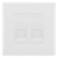 BG White Moulded Double Secondary Telephone Socket, Screw Terminal - White Insert