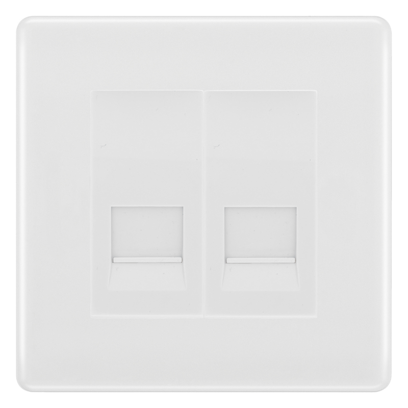 BG White Moulded Double Secondary Telephone Socket, Screw Terminal - White Insert