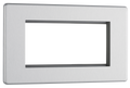 BG Electrical FBSEMR4 Euro Module Screwless Flat-Plate 4 Module Rectangular Front Plate Brushed Steel