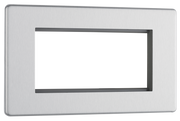 BG Electrical FBSEMR4 Euro Module Screwless Flat-Plate 4 Module Rectangular Front Plate Brushed Steel by British General (BG-FBSEMR4-Shopify-SA_1)
