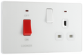 BG PCDCL70W Pearlescent White Evolve 45A 2 Pole Cooker Control Unit 13A Switched Socket - White Insert