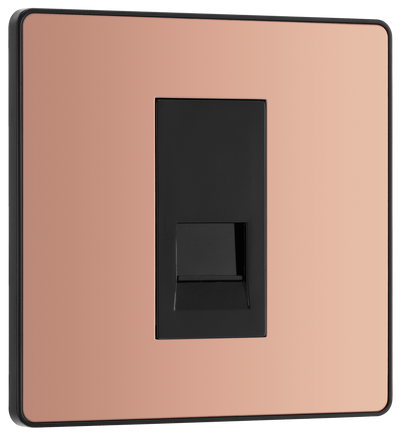 BG Evolve PCDCPBTS1B Polished Copper 1 Gang Secondary Telephone Outlet - Black Insert