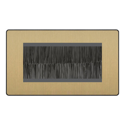 BG Evolve Satin Brass Screwless Double 4 Gang Brush Cable Entry by British General (BG-PCDSBEMR4B+EMFO)