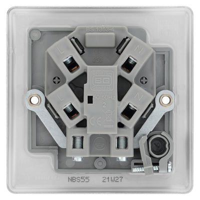 BG Nexus Brushed Steel 13A Flex Outlet Unswitched Fused Connection Unit & Surface Pattress Back Box