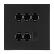 BG Screwless Flatplate Matt Black 5 Gang 2 Way Trailing Edge Dimmer LED Compatible Custom Grid Switch by British General (SCREWLESS-MB-5G-CUSTOM-5xDIMMER-2Way)