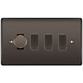 BG Black Nickel 4 Gang Light Switch 1x Trailing Edge LED Dimmer 3x 2 Way Custom Switch