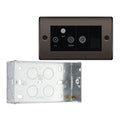 BG Nexus Black Nickle Triplex TV/FM/Sat Socket + Return & Tel. NBN68 with 35mm Steel Back Box