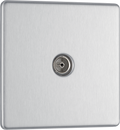 Newlec British General FBS60 Nexus Flatplate Screwless Brushed Steel 1 Gang Coaxial TV Socket