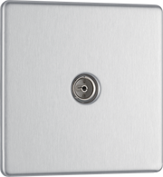 Newlec British General FBS60 Nexus Flatplate Screwless Brushed Steel 1 Gang Coaxial TV Socket by Newlec (NEWLEC-BG-FBS60-Shopify_1)
