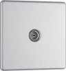 Newlec British General FBS60 Nexus Flatplate Screwless Brushed Steel 1 Gang Coaxial TV Socket by Newlec (NEWLEC-BG-FBS60-Shopify_1)