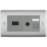 BG Nexus Brushed Steel Media Wall Plate TV Aerial, HDMI & CAT6 Outlet - Grey Insert by British General