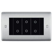 BG Nexus Brushed Steel Triple Secondary Touch Dimmer Switch Black Inserts NBSTDS3B by British General (BG-EMTDSB+NBSEMR4)