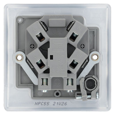 BG Nexus Metal Polished Chrome 13A Unswitched Spur + Cable Outlet NPC55 with 25mm Steel Back Box