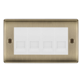 BG Nexus Antique Brass 4 Gang Master Telephone Socket, Screw Terminal - White Insert