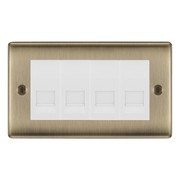 BG Nexus Antique Brass 4 Gang Master Telephone Socket, Screw Terminal - White Insert by British General (BG-NABBTMS4W)