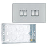 BG Screwless Polished Chrome 20A 16AX 2 Way Quadruple Light Switch FPC44 with 25mm Steel Back Box by British General (BG-FPC44+HGS04)