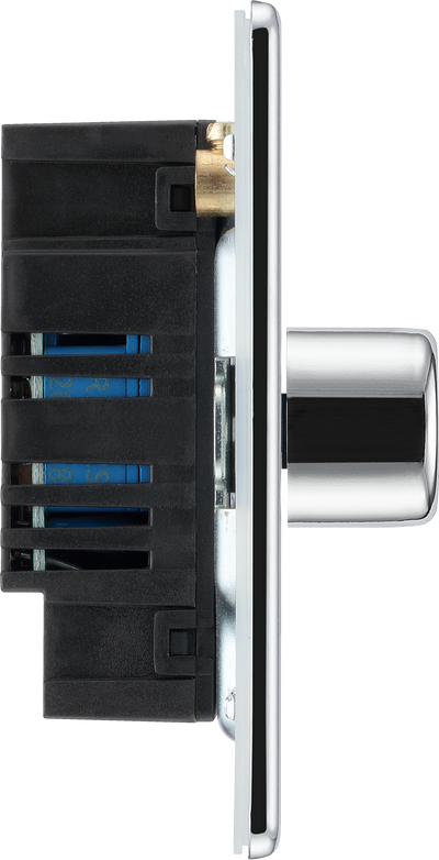 BG Electrical FPC84 Nexus Flatplate Screwless Polished Chrome 4 Gang 200W 2 Way Trailing-Edge Push Dimmer Switch