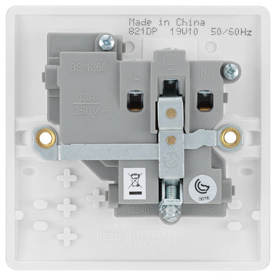 BG 821 Moulded Round Edge | White | 1 Gang 13A 1 Pole Switched Socket by British General (BG-821)