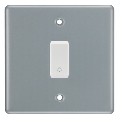 BG Metal Clad 1 Gang Bell Push Switch – Retractable with Bell Symbol