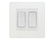 BG Evolve Pearlescent White 2 Gang 20AX 2-Way Switch Custom Grid – White Insert by British General (BG-Evolve-CL-2G-Combo-2x2WAY-WH)