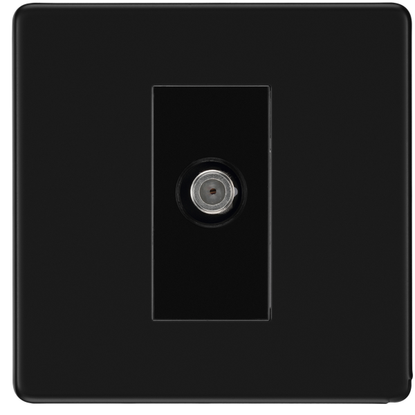 BG Nexus Flatplate Screwless Matt Black Satellite Socket FFB64