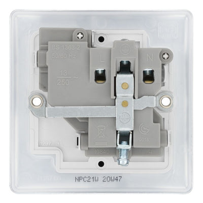 BG Nexus Metal Polished Chrome 13A Single Socket NPC21W with 25mm Steel Back Box