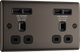 BG NBN24U44B Nexus Metal Black Nickel 2 Gang 13A 4x USB-A 4.2A Unswitched Socket