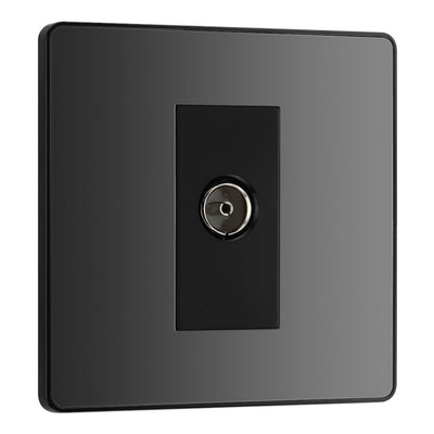 BG Evolve Black Chrome Single Co-Axial Socket PCDBC60B with 35mm Steel Back Box