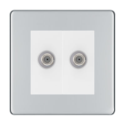 BG Screwless Polished Chrome Double Satellite Socket FPC642W by British General (BG-FPC642W)