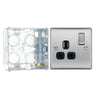BG Nexus Metal Brushed Steel 13A Single Switched Socket NBS21B with 35mm Steel Back Box